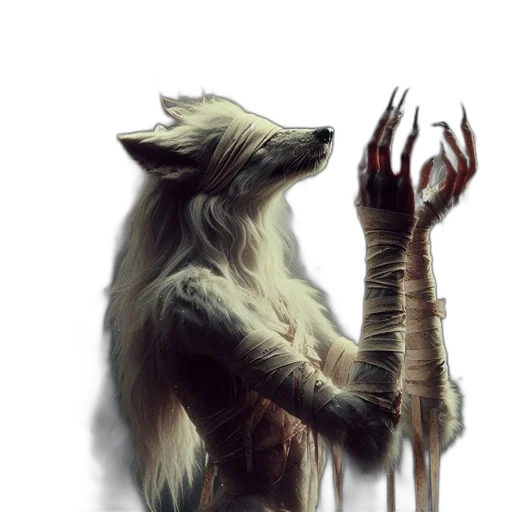 creature, animal, staff, mask, concept art, fantasy art, watercolor, photorealistic transparent PNG cut-out