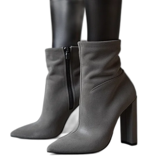 shoes, dark, monochrome, volatile, grey, sued, booties, lulushoe transparent PNG cut-out
