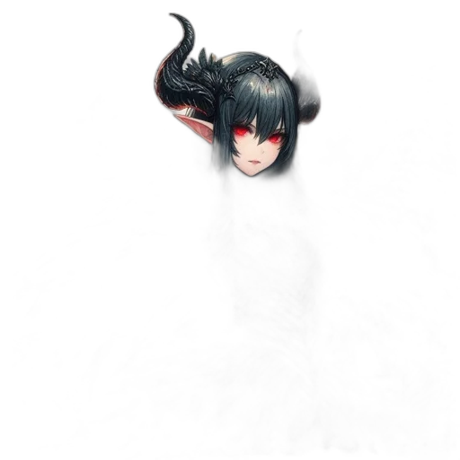 mask, creature, dragon, hair, fantasy art, concept art, 3d render, anime transparent PNG cut-out