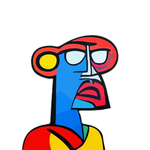 face, robot, mask, staff, cartoon, concept art, 3d render, comic book art transparent PNG cut-out