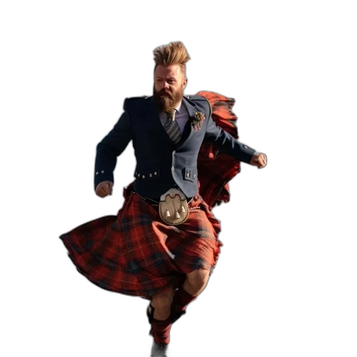 jacket, hair, dress, concept art, man, traditional, scottish, kilt transparent PNG cut-out