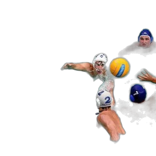 photorealistic, 3d render, group, swimmers, playing, water, polo, pool transparent PNG cut-out