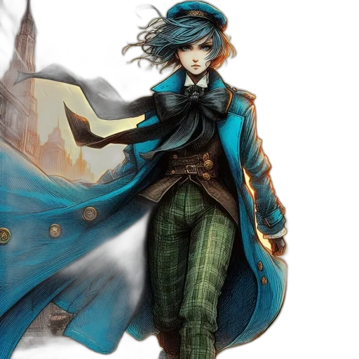 fantasy art, concept art, comic book art, watercolor, blue, green, dark, woman transparent PNG cut-out