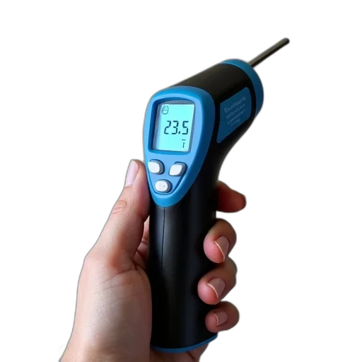 staff, weapon, person, hand, holding, digital, thermometer, blue transparent PNG cut-out