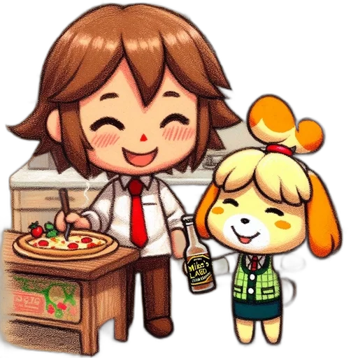 food, staff, pixel art, watercolor, concept art, cartoon, golden, two transparent PNG cut-out