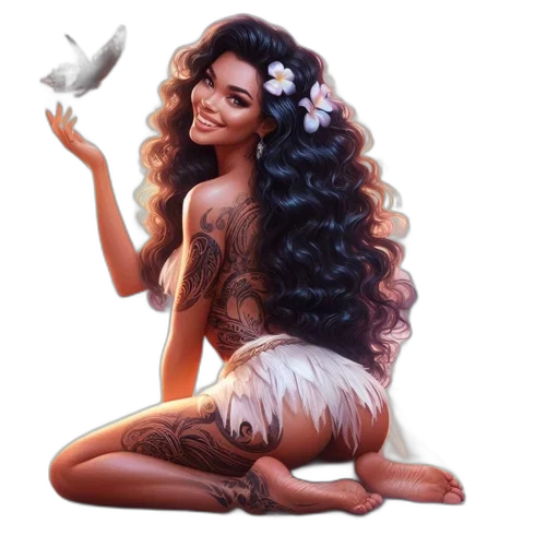 hair, concept art, fantasy art, photorealistic, cartoon, illustration, woman, long transparent PNG cut-out