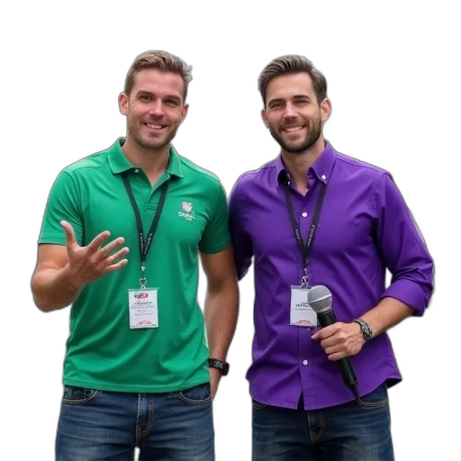 jacket, staff, two, men, standing, street, one, wearing transparent PNG cut-out