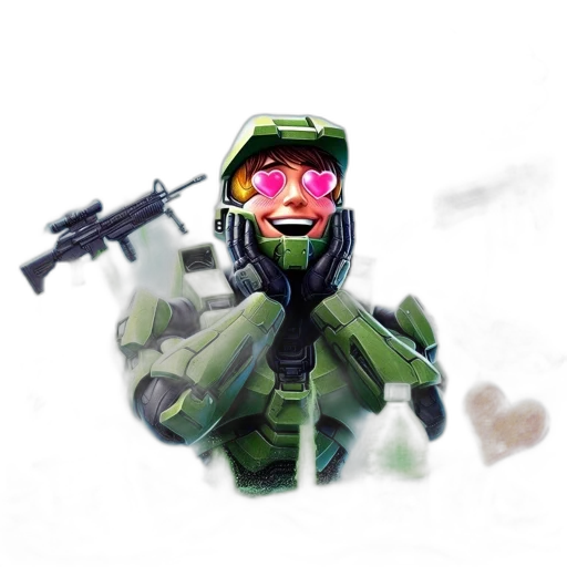 robot, weapon, face, mask, concept art, pixel art, 3d render, vaporwave transparent PNG cut-out