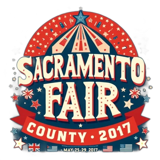vibrant, poster, sacramento, county, fair, featuring, red, white transparent PNG cut-out