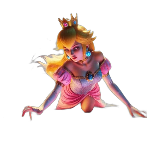 crown, dress, creature, concept art, fantasy art, 3d render, pixel art, underwater transparent PNG cut-out