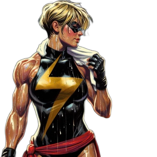comic book art, concept art, cartoon, cyberpunk, female, superhero, blonde, hair transparent PNG cut-out