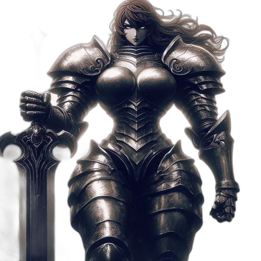 sword, weapon, concept art, fantasy art, comic book art, 3d render, monochrome, dark transparent PNG cut-out