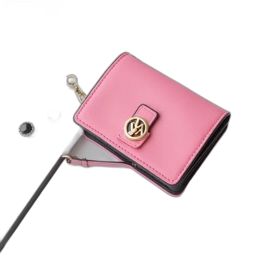 jewelry, staff, weapon, pink, leather, wallet, gold, logo transparent PNG cut-out