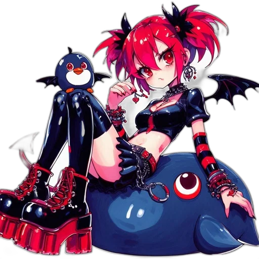 concept art, pixel art, fantasy art, anime, red, animated, character, bright transparent PNG cut-out