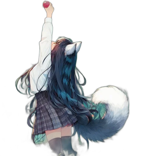 staff, dress, creature, hair, watercolor, concept art, anime, fantasy art transparent PNG cut-out