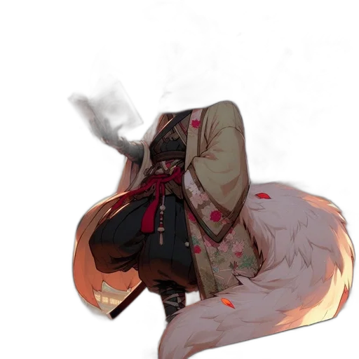 jacket, staff, mask, creature, concept art, fantasy art, anime, pixel art transparent PNG cut-out