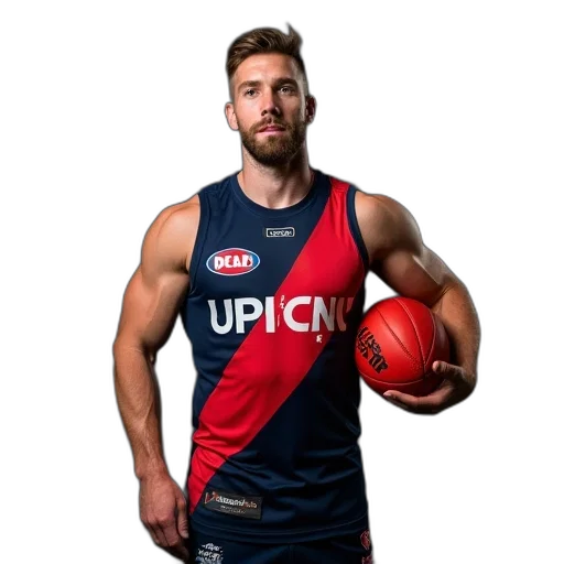 melbourne, demons, player, holding, football, his, arm transparent PNG cut-out