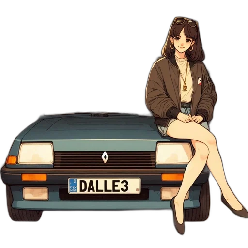car, jacket, anime, pixel art, concept art, cartoon, city street, pastel transparent PNG cut-out