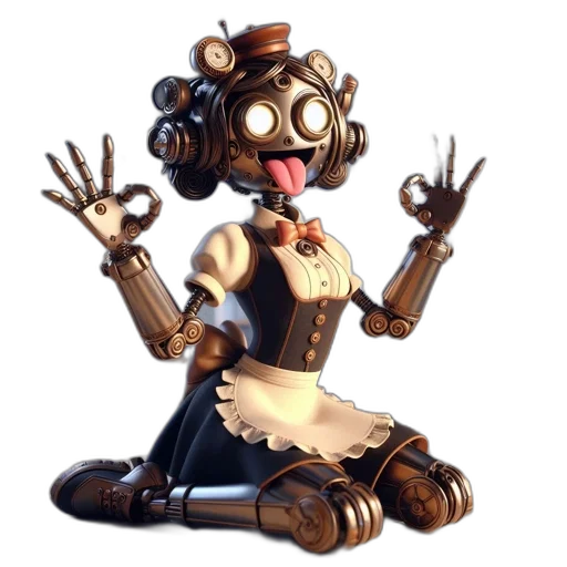 robot, creature, mask, staff, concept art, 3d render, pixel art, cyberpunk transparent PNG cut-out