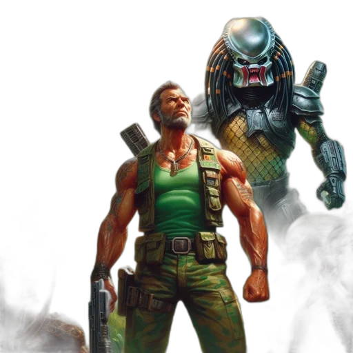 concept art, comic book art, fantasy art, cyberpunk, man, green, tank, top transparent PNG cut-out
