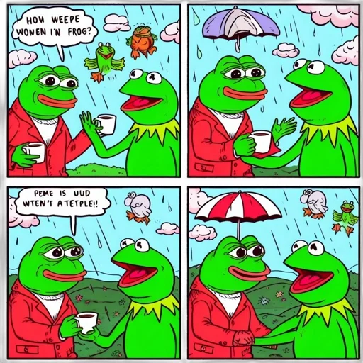 umbrella, fire, snow, rain, comic, strip, kermit, another transparent PNG cut-out