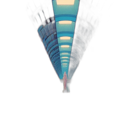 umbrella, building, sword, robot, concept art, 3d render, vaporwave, photorealistic transparent PNG cut-out