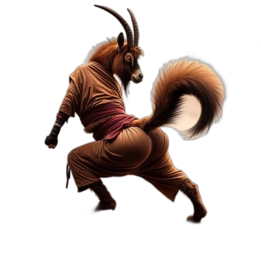 dragon, animal, creature, staff, concept art, fantasy art, 3d render, goat-human transparent PNG cut-out