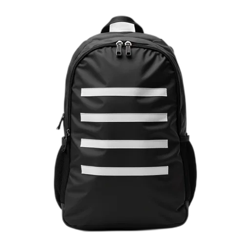 jacket, 3d render, monochrome, black, backpack, white, stripe, design transparent PNG cut-out