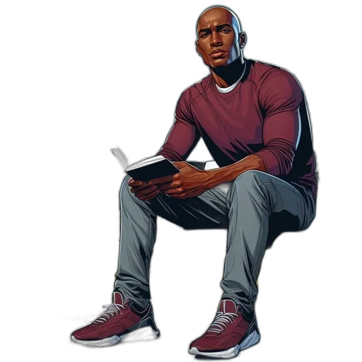 shoes, comic book art, concept art, cartoon, pixel art, man, burgundy, sweater transparent PNG cut-out