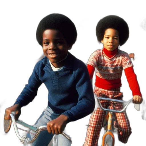 photorealistic, concept art, group, young, boys, ride, bicycles, down transparent PNG cut-out