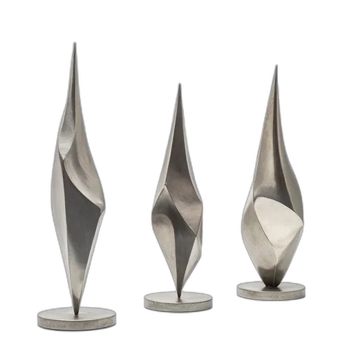 jewelry, 3d render, set, three, metallic, sculptures, geometric, design transparent PNG cut-out