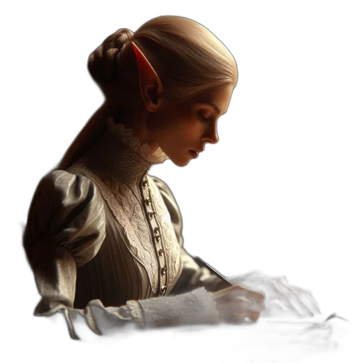 dress, staff, face, jewelry, concept art, photorealistic, fantasy art, oil painting transparent PNG cut-out