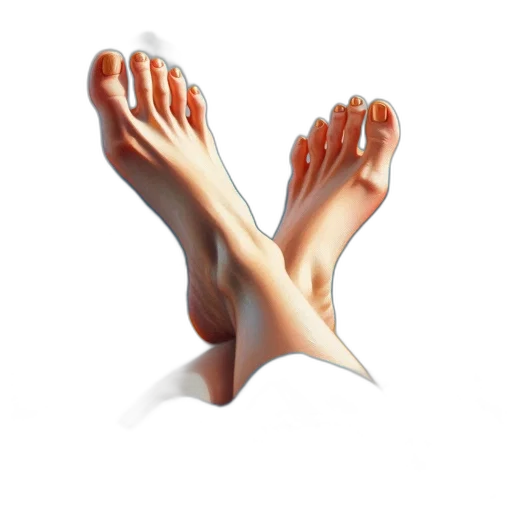 shoes, jewelry, photorealistic, 3d render, concept art, pair, orange-nailed, feet transparent PNG cut-out