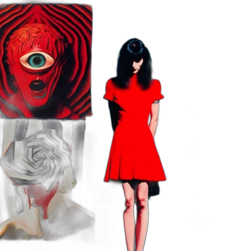 mask, dress, concept art, photorealistic, fantasy art, 3d render, red, dark transparent PNG cut-out