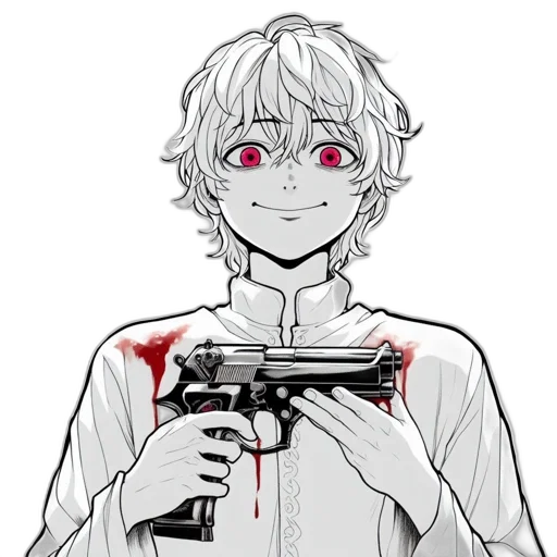 weapon, staff, face, anime, pixel art, cartoon, comic book art, red transparent PNG cut-out