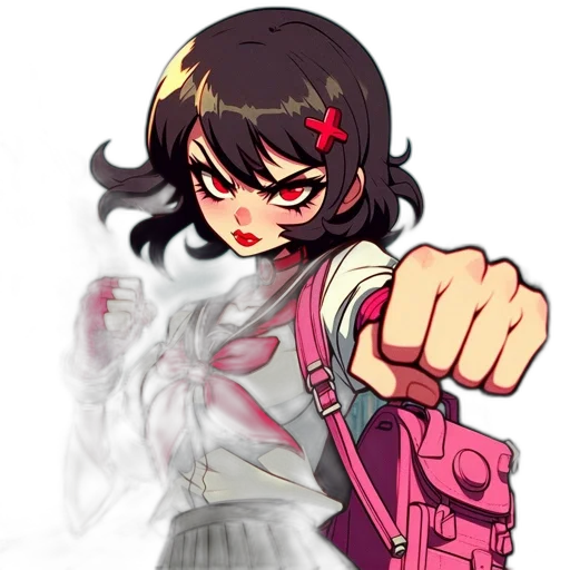 weapon, staff, concept art, anime, pixel art, cyberpunk, red, neon transparent PNG cut-out