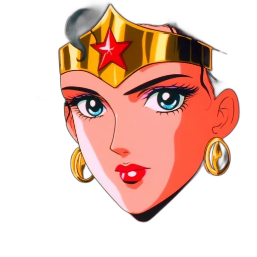 crown, jewelry, staff, face, comic book art, cartoon, pixel art, fantasy art transparent PNG cut-out