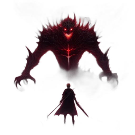 creature, concept art, pixel art, fantasy art, comic book art, red, visually, striking transparent PNG cut-out