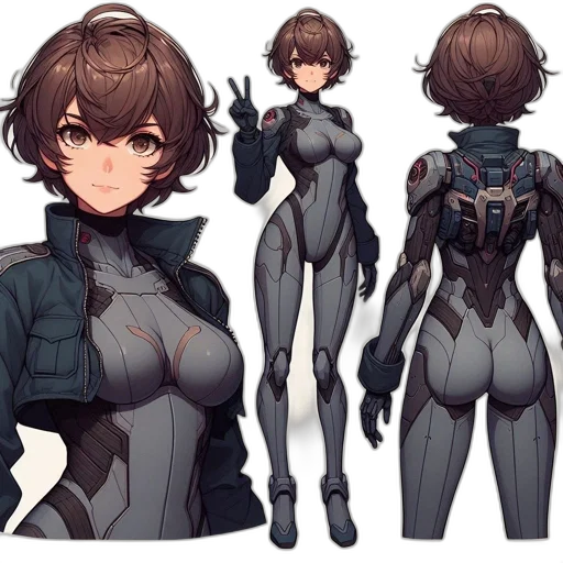 robot, jacket, concept art, cyberpunk, anime, pixel art, dark, monochrome transparent PNG cut-out