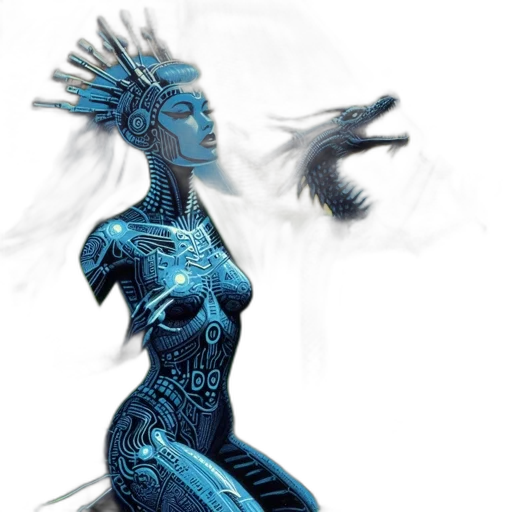 concept art, fantasy art, comic book art, cyberpunk, underwater, blue, futuristic, scene transparent PNG cut-out