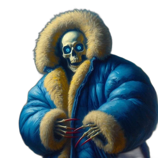 jacket, face, mask, creature, oil painting, photorealistic, concept art, vaporwave transparent PNG cut-out