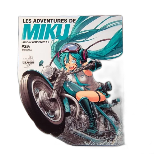 comic book art, concept art, french, comic, character, named, miku, rides transparent PNG cut-out