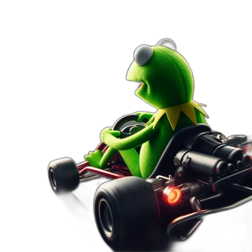 car, animal, 3d render, concept art, photorealistic, pixel art, kermit, frog transparent PNG cut-out