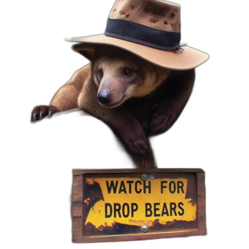 hat, animal, panda-like, creature, wears, while, seated, tree transparent PNG cut-out