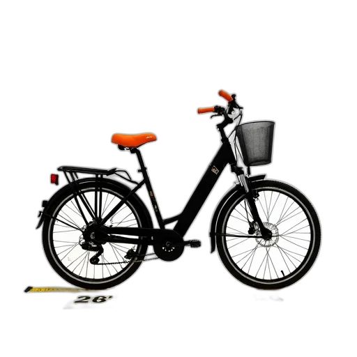 3d render, photorealistic, concept art, cartoon, bicycle, black, frame, orange transparent PNG cut-out