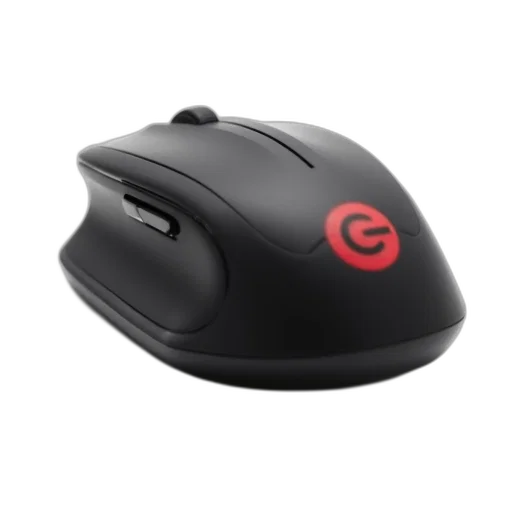 3d render, black, wireless, mouse, red, logo, side, displayed transparent PNG cut-out