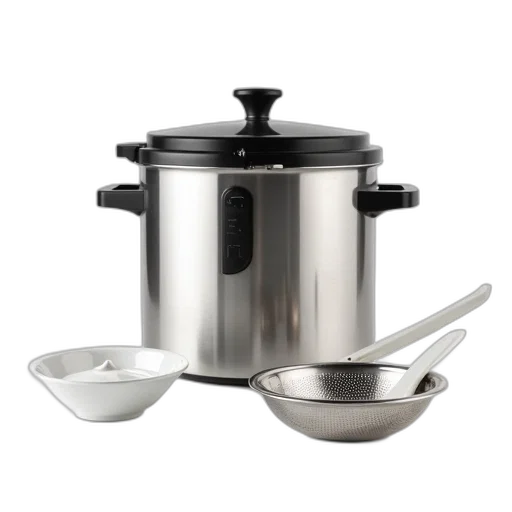 food, stainless, steel, pressure, cooker, black, lid, displayed transparent PNG cut-out