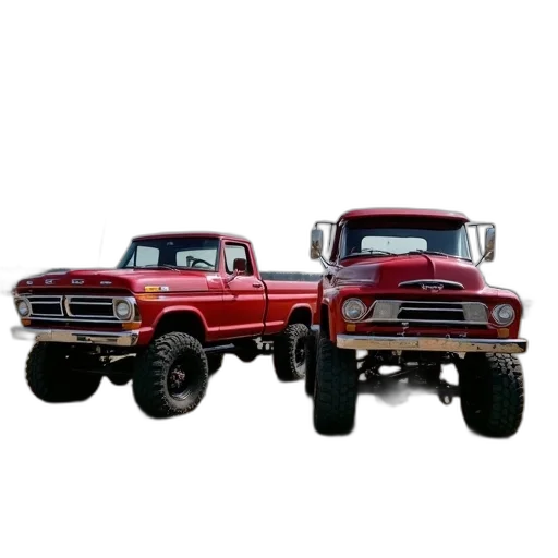 3d render, photorealistic, two, trucks transparent PNG cut-out