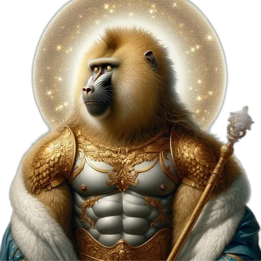 animal, sword, staff, fantasy art, concept art, photorealistic, comic book art, golden transparent PNG cut-out