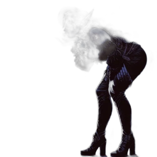 mask, jacket, dress, shoes, concept art, fog, fire, nocturnal transparent PNG cut-out